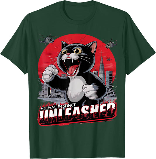 Animal instinct unleashed funny cat lover kittty graphics Men Women Kids T-Shirt - T-Shirt | Forest