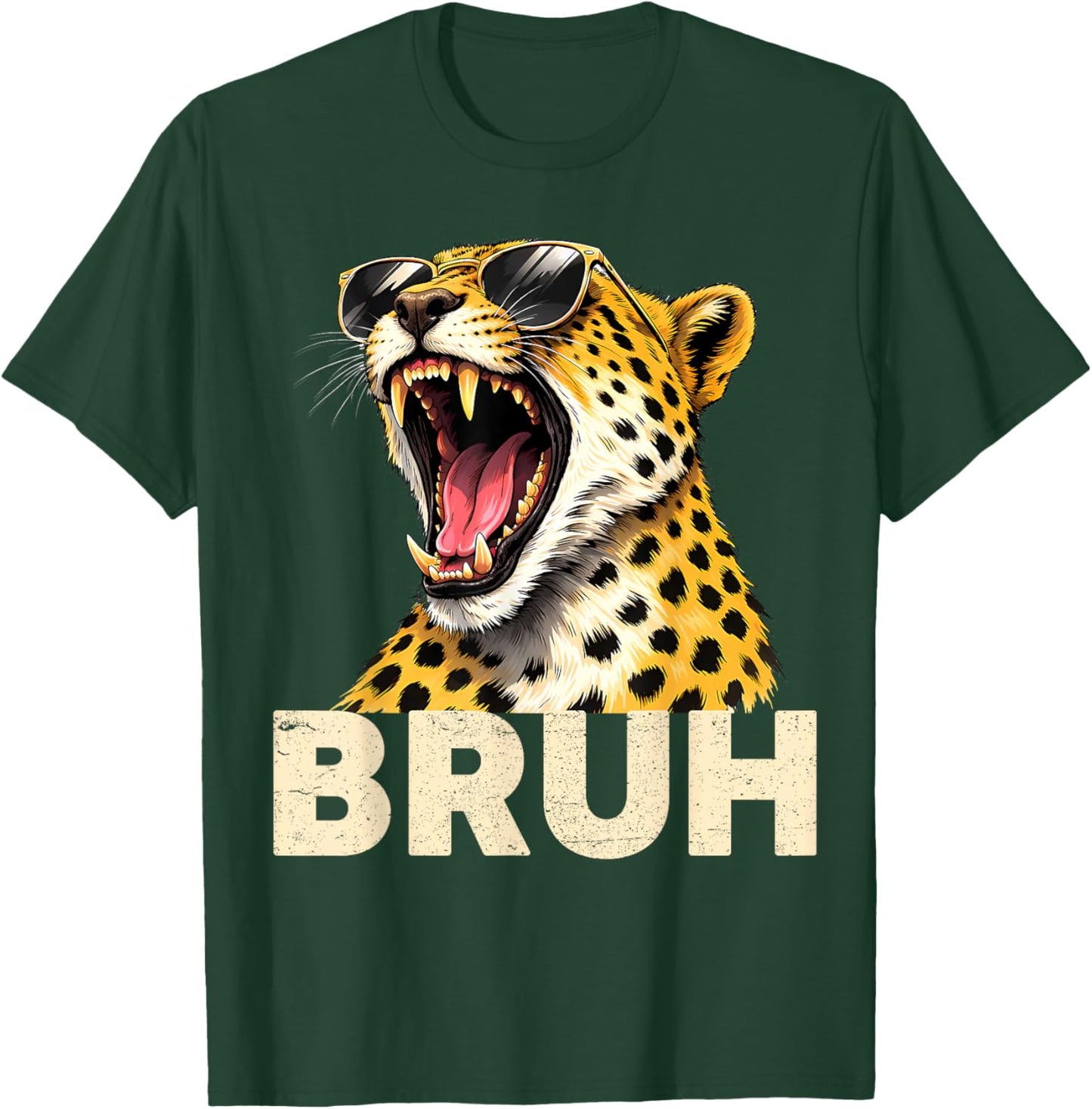 Bruh Cheetah Sunglasses Wild Animal Print Meme Men Boys Kids T-Shirt - T-Shirt | Forest