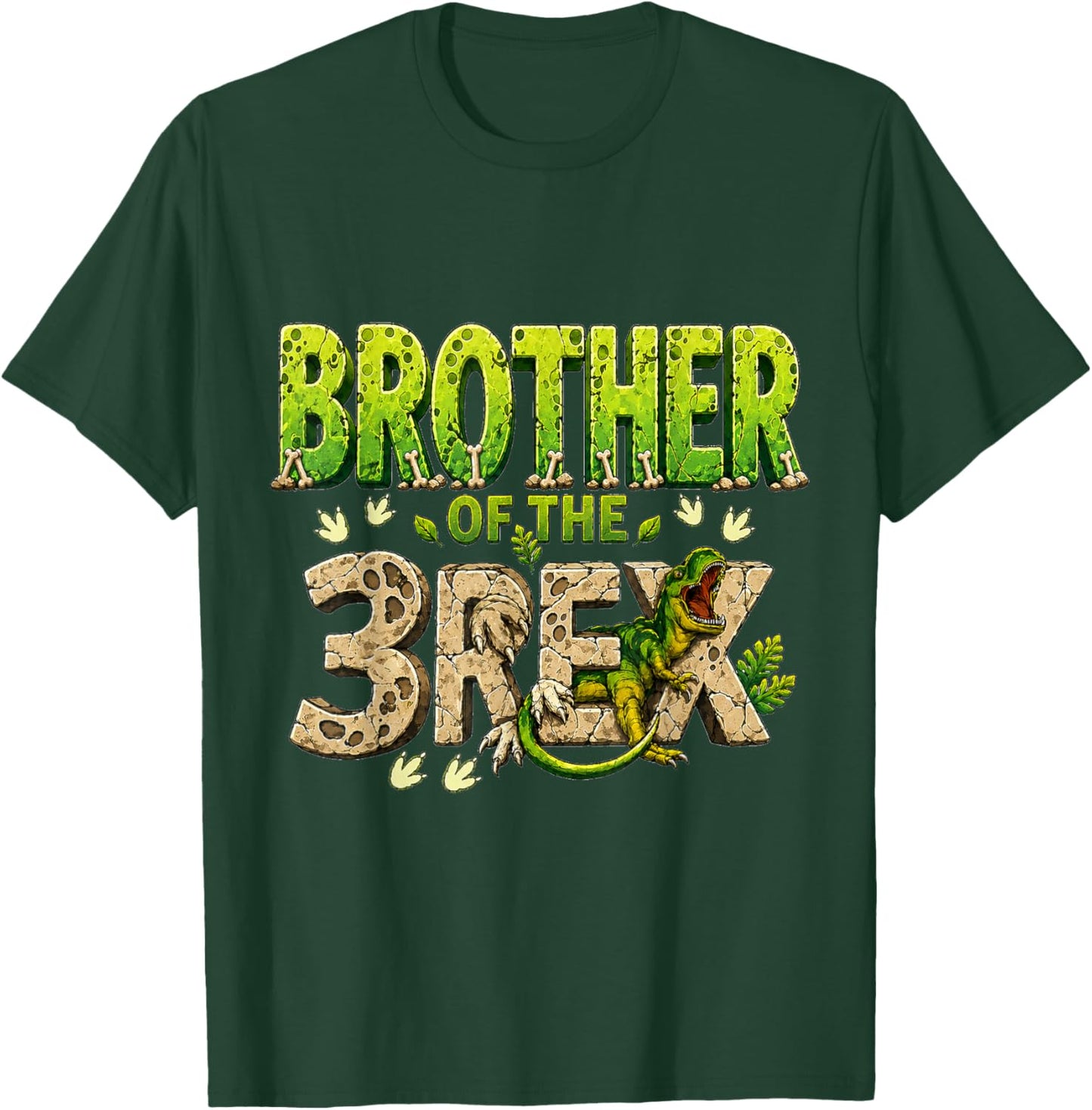Brother of The Three Rex Birthday Dinosaur Family Matching T-Shirt - T-Shirt | Forest