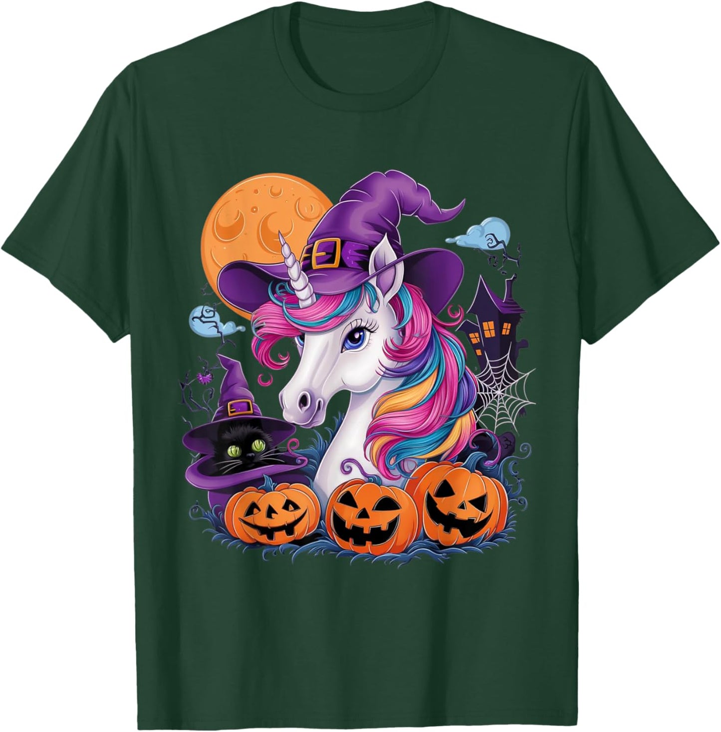Unicorn Witch Halloween Unicorn T-Shirt - T-Shirt | Forest