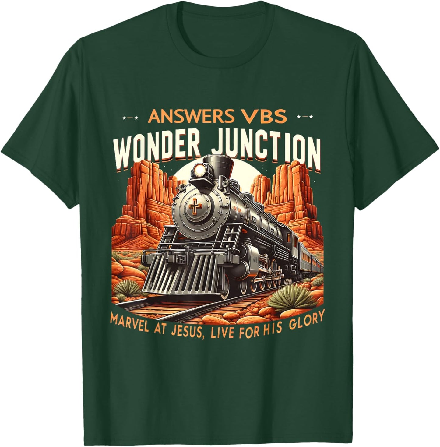 Vintage Answers VBS Wonder Junction Christian Train Theme T-Shirt - T-Shirt | Forest