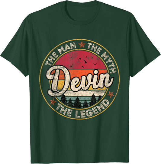 Devin The Man The Myth The Legend Personalized Name T-Shirt - T-Shirt | Forest