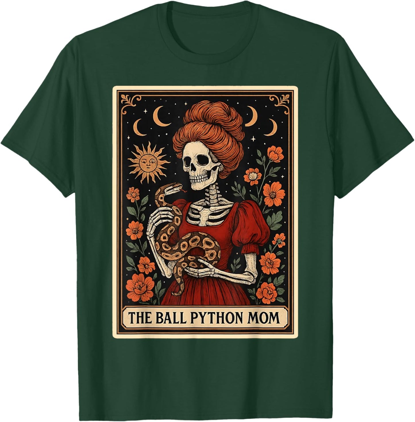 The Ball Python Mom Snake Mother's Day Tarot Card Skeleton T-Shirt - T-Shirt | Forest