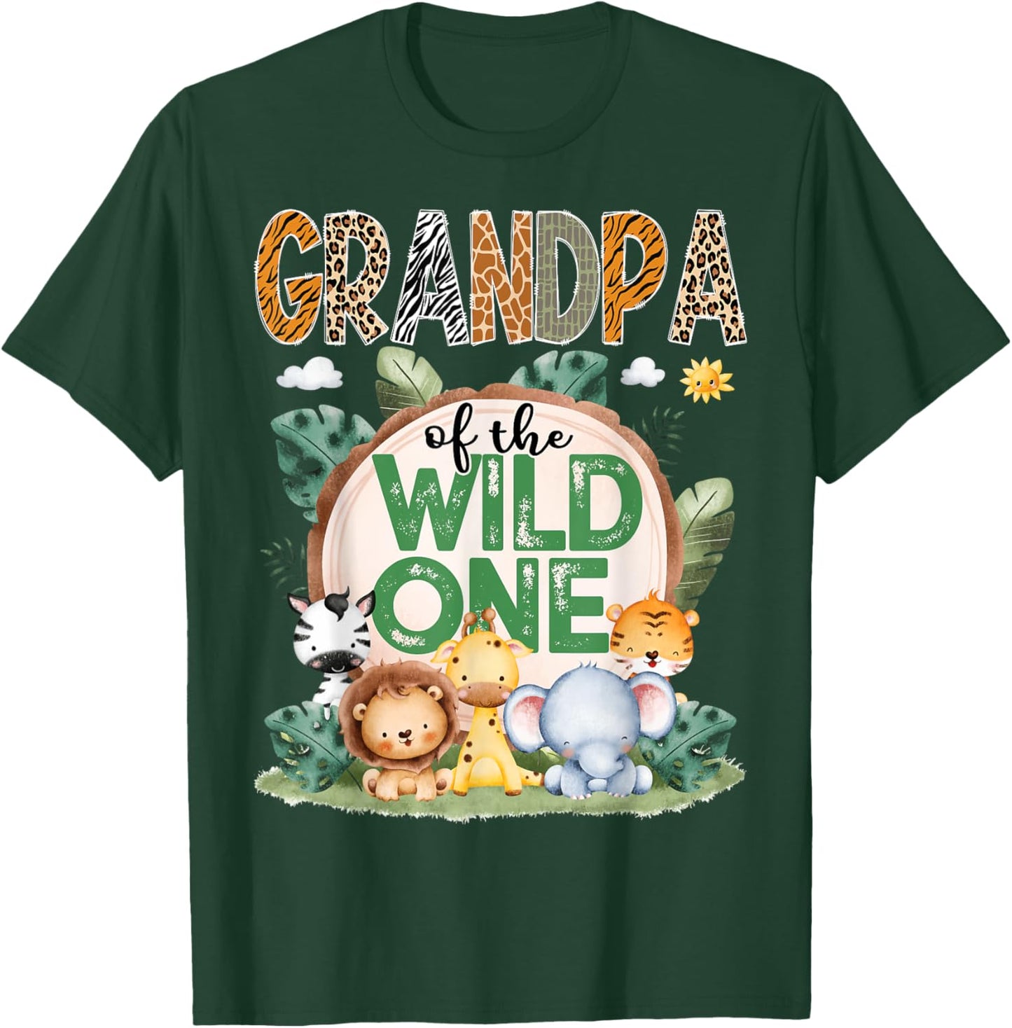 Grandpa Of The Wild One Safari Jungle 1St Birthday Party T-Shirt - T-Shirt | Forest
