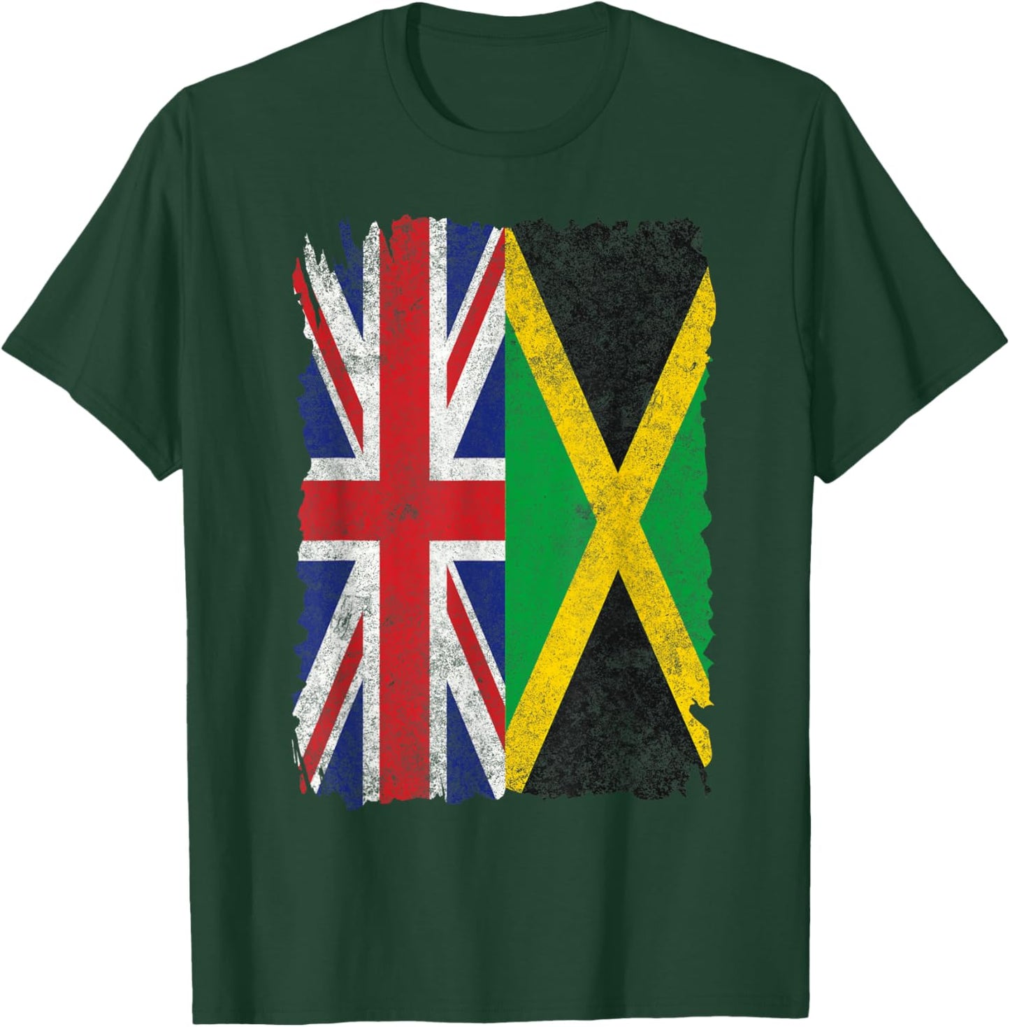 Half Britain And Jamaican British UK Jamaica Flag Men Women T-Shirt - T-Shirt | Forest