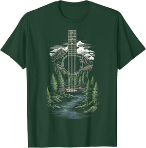 Acoustic Guitar Forest Wildlife Nature Mountain Musician T-Shirt - T-Shirt | Forest
