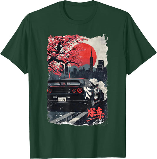 Distress JDM Drift-Rennwagen, Japanisches Sakura-Blütenkunstwerk T-Shirt - T-Shirt | Forest