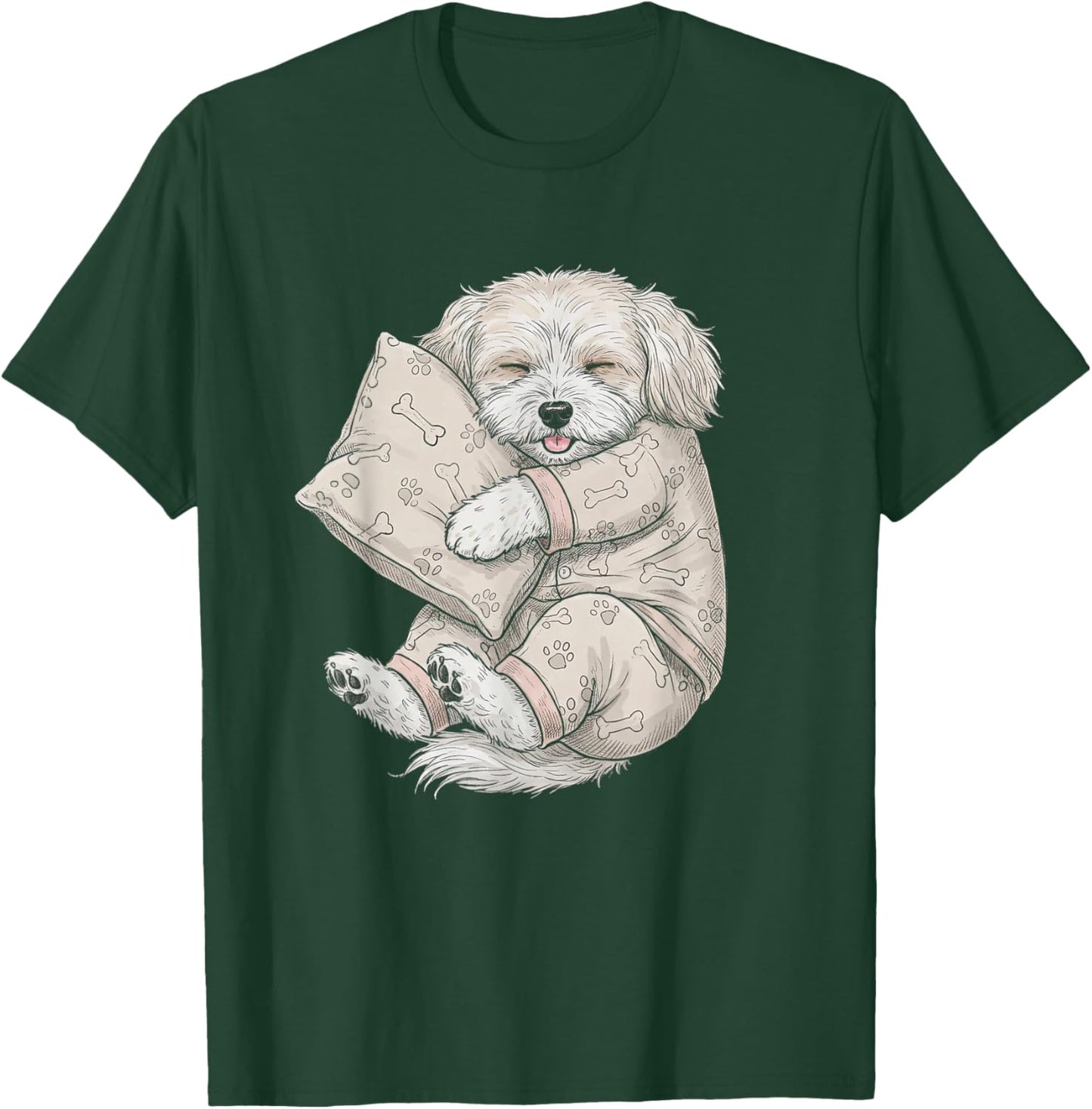 Funny Sleepy Coton de Tulear Pajama Men Women Kids T-Shirt - T-Shirt | Forest
