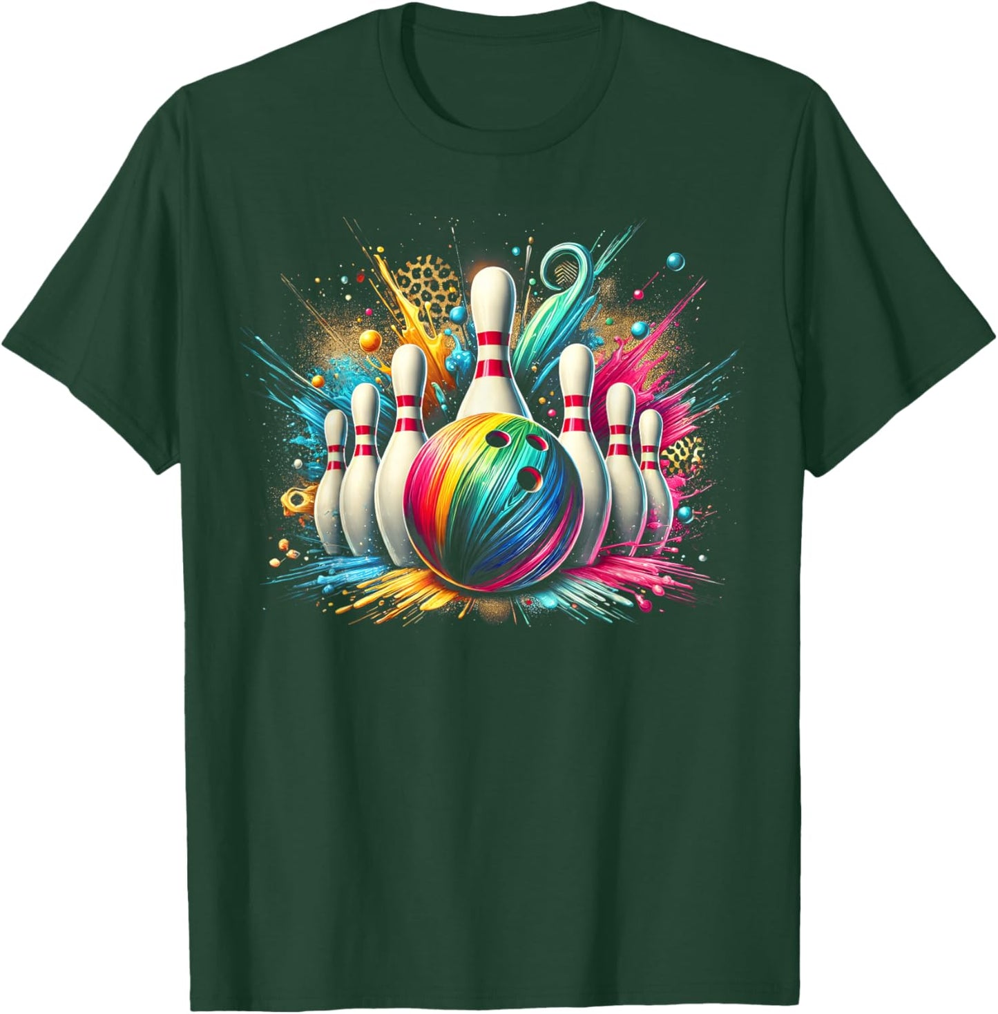 Colorful Bowling Game Day Bowling Flames Ball T-Shirt - T-Shirt | Forest