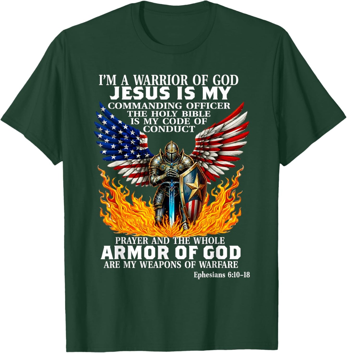 Warrior of God Armor of God Christian Bible Verse Faith T-Shirt - T-Shirt | Forest