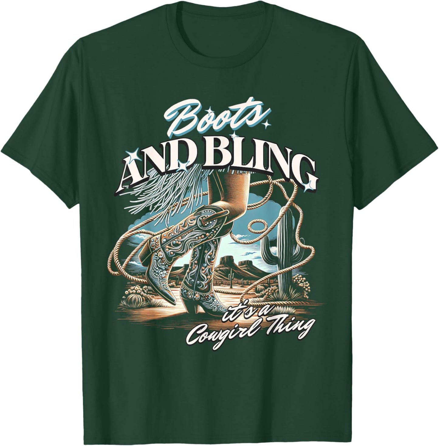 Boots & Bling its a Cowgirl Thing Cowgirl Melanin Rodeo T-Shirt - T-Shirt | Forest