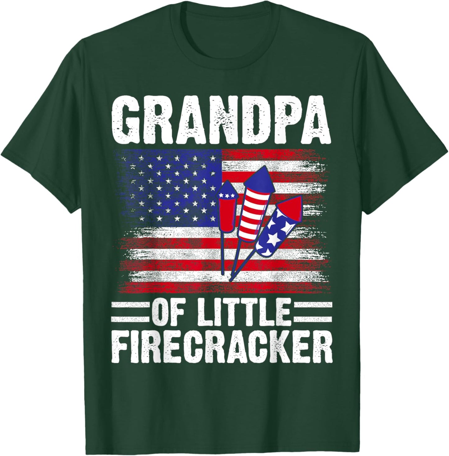 Grandpa of the little Firecracker 4th of July Grandfather T-Shirt - T-Shirt | Forest
