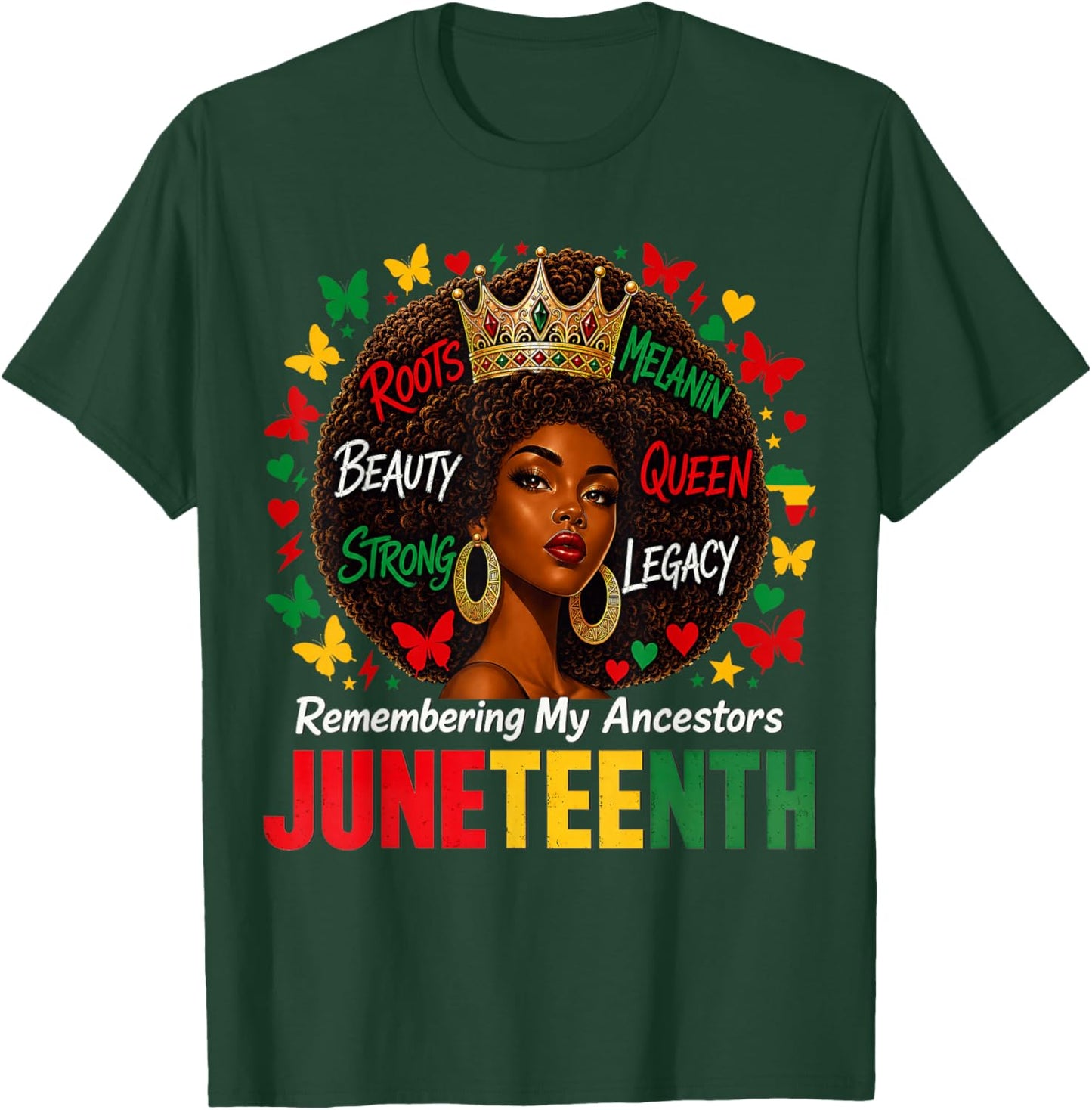Juneteenth Remembering My Ancestors Black Women Juneteenth T-Shirt - T-Shirt | Forest