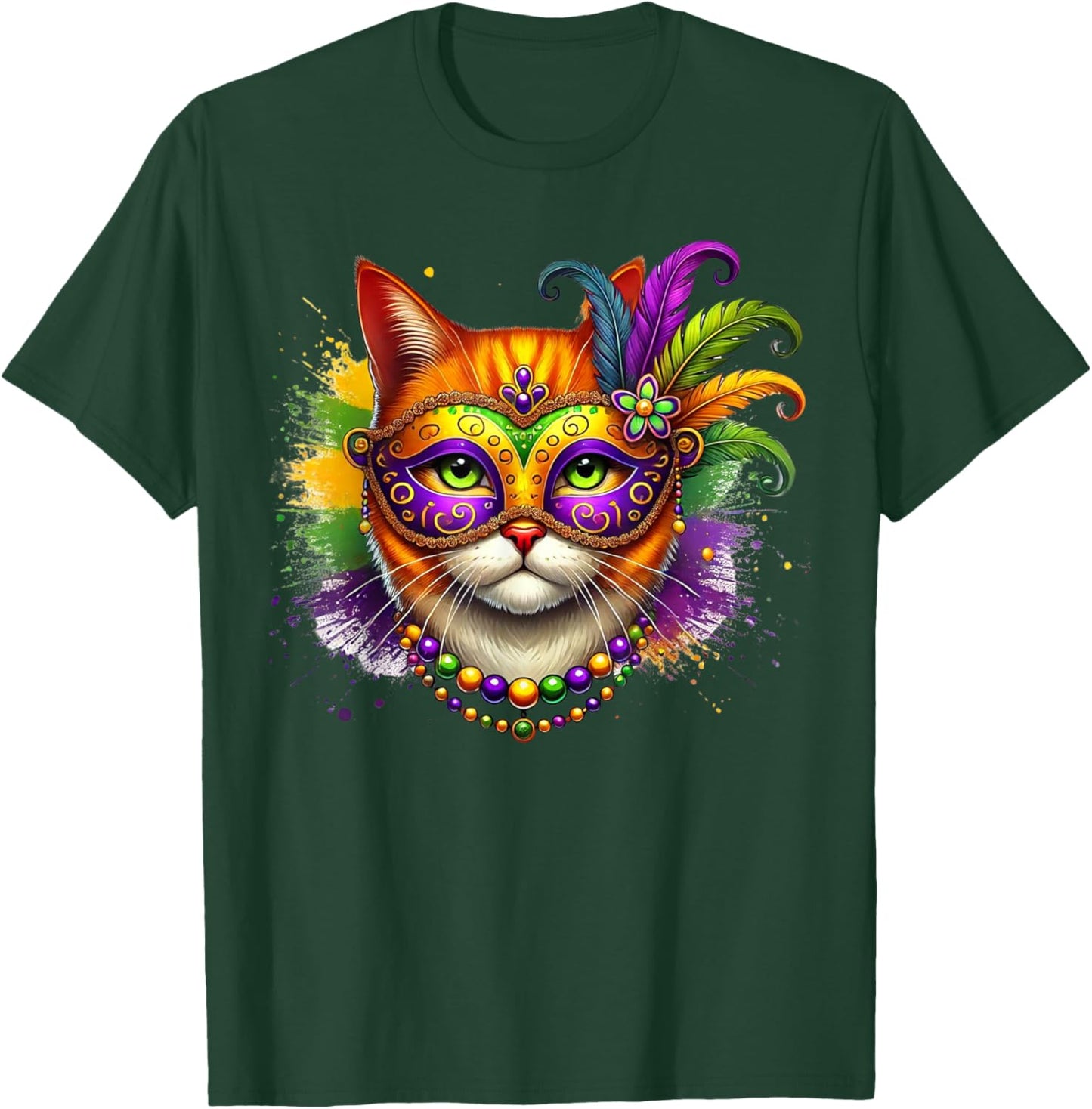 Mardi Gras Cute Cat Mask Costume Outfit Women Girls Kids T-Shirt - T-Shirt | Forest