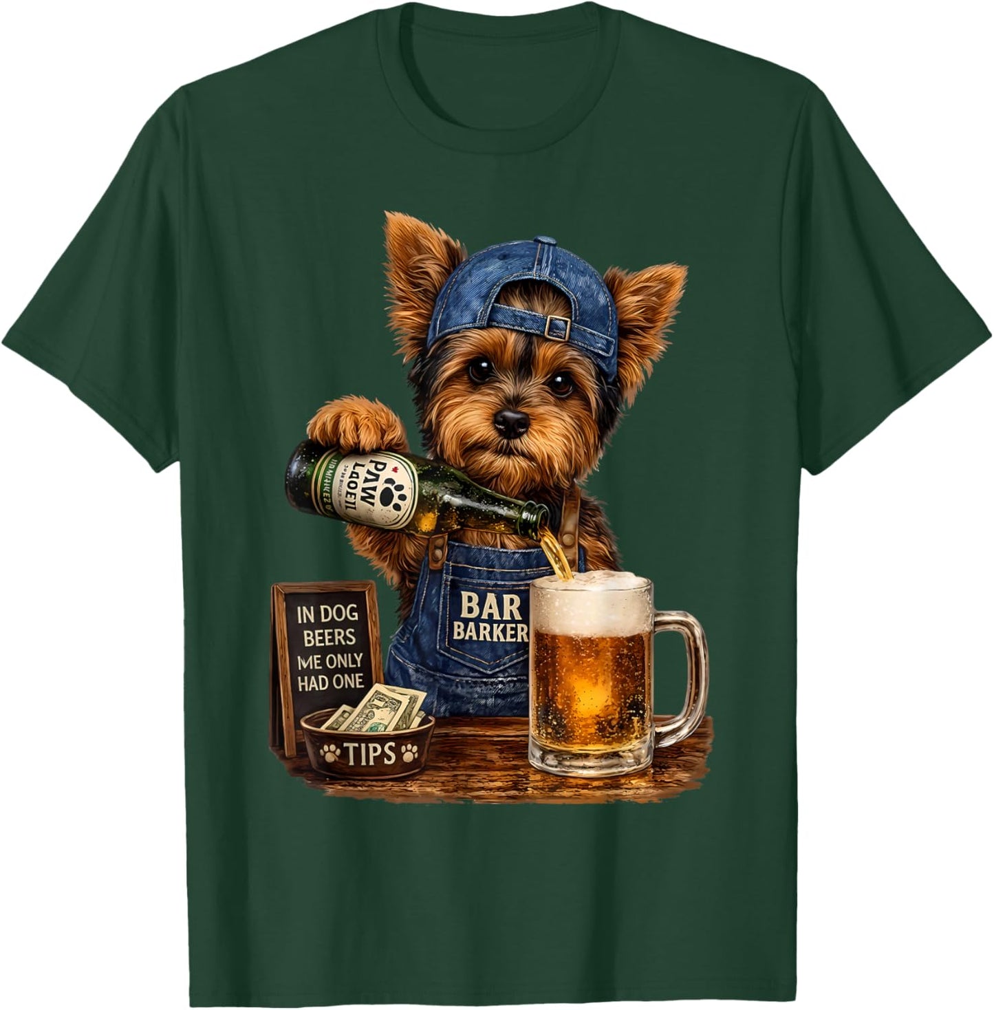 Yorkie Drinking Beer Funny Dog Meme T-Shirt - T-Shirt | Forest