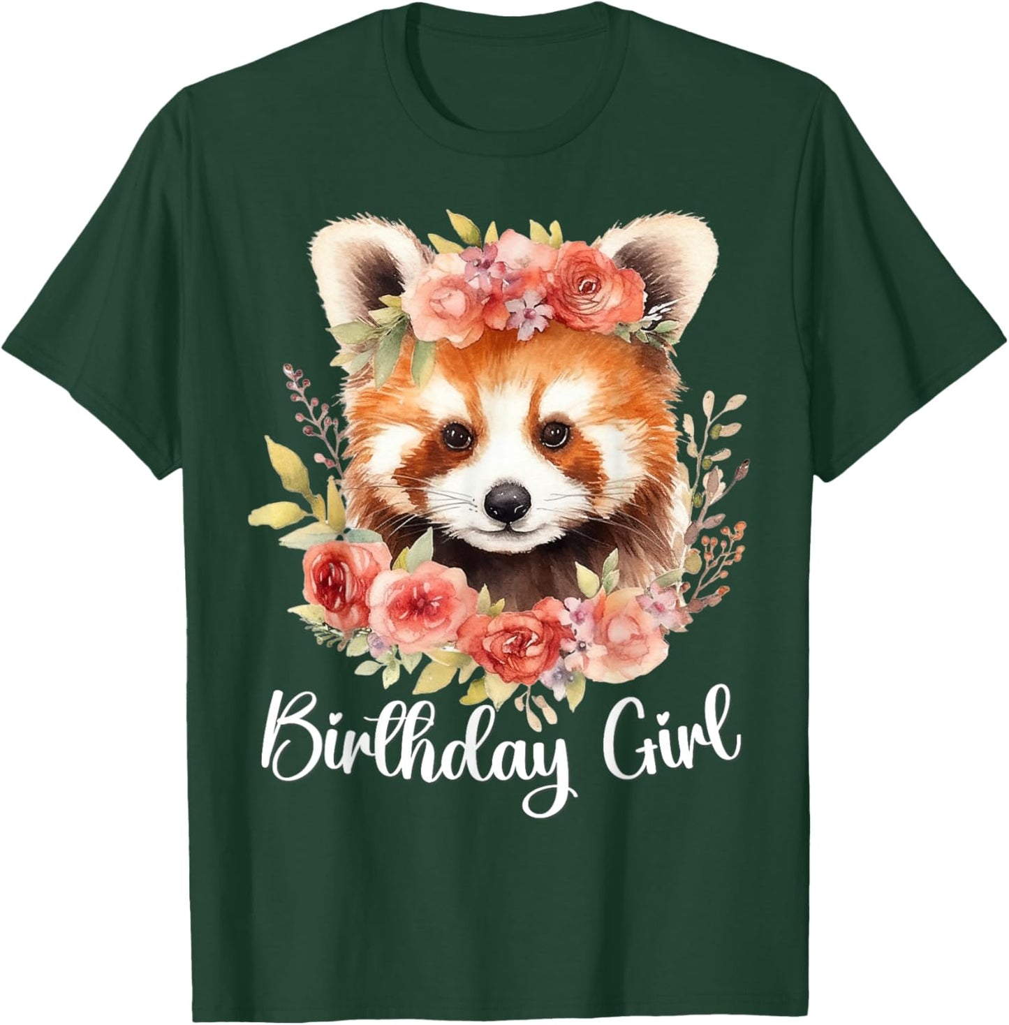 Red Panda with Flowers for the Birthday Girl T-Shirt - T-Shirt | Forest