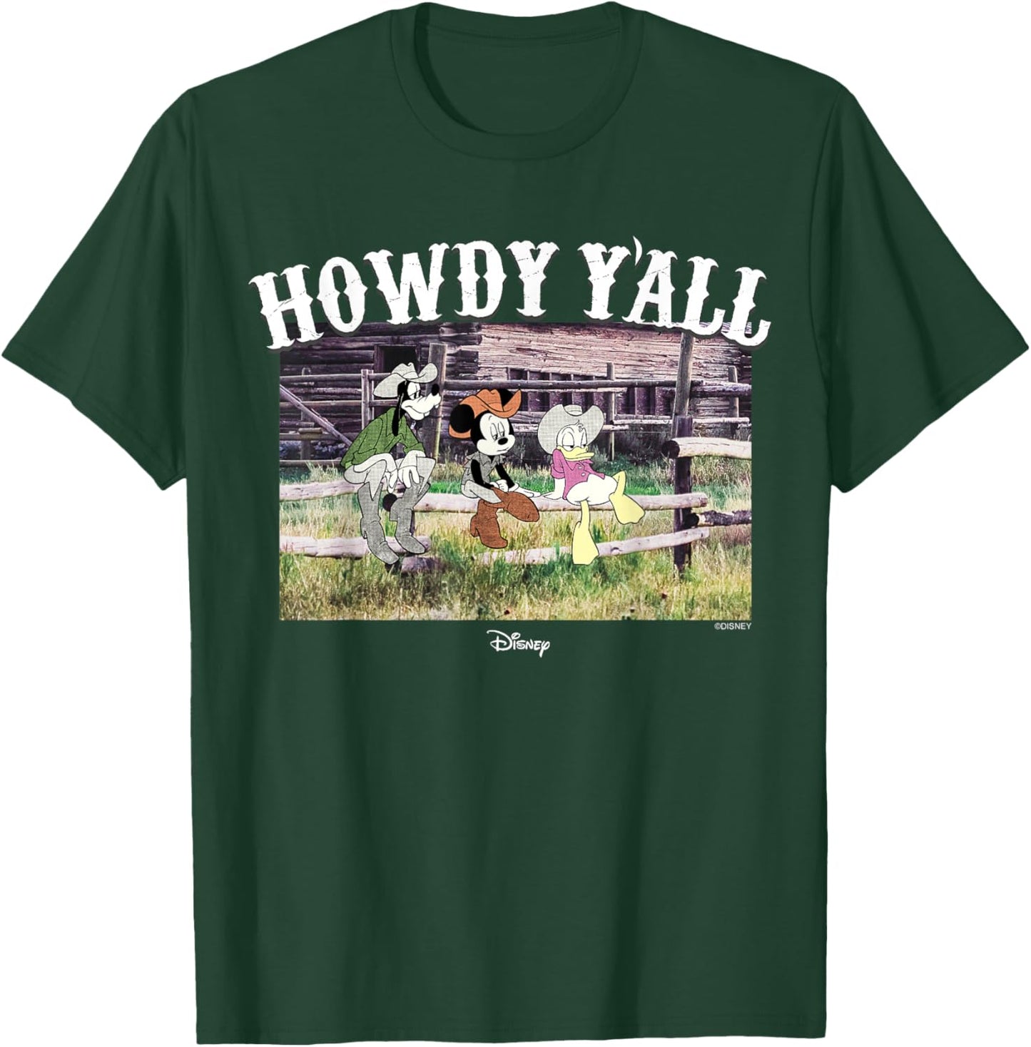 Disney Mickey and Friends Goofy Daisy Howdy Y'all Western T-Shirt - T-Shirt | Forest