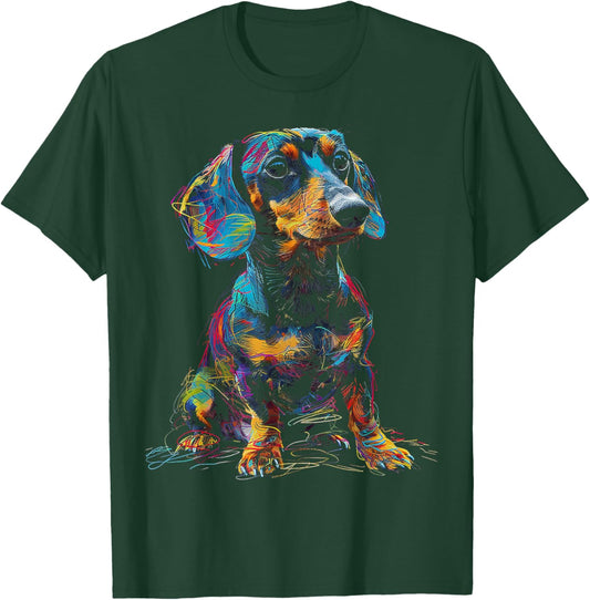 Dachshund Motif Pet Illustration Dog Dachshund Men Women Kids T-Shirt - T-Shirt | Forest