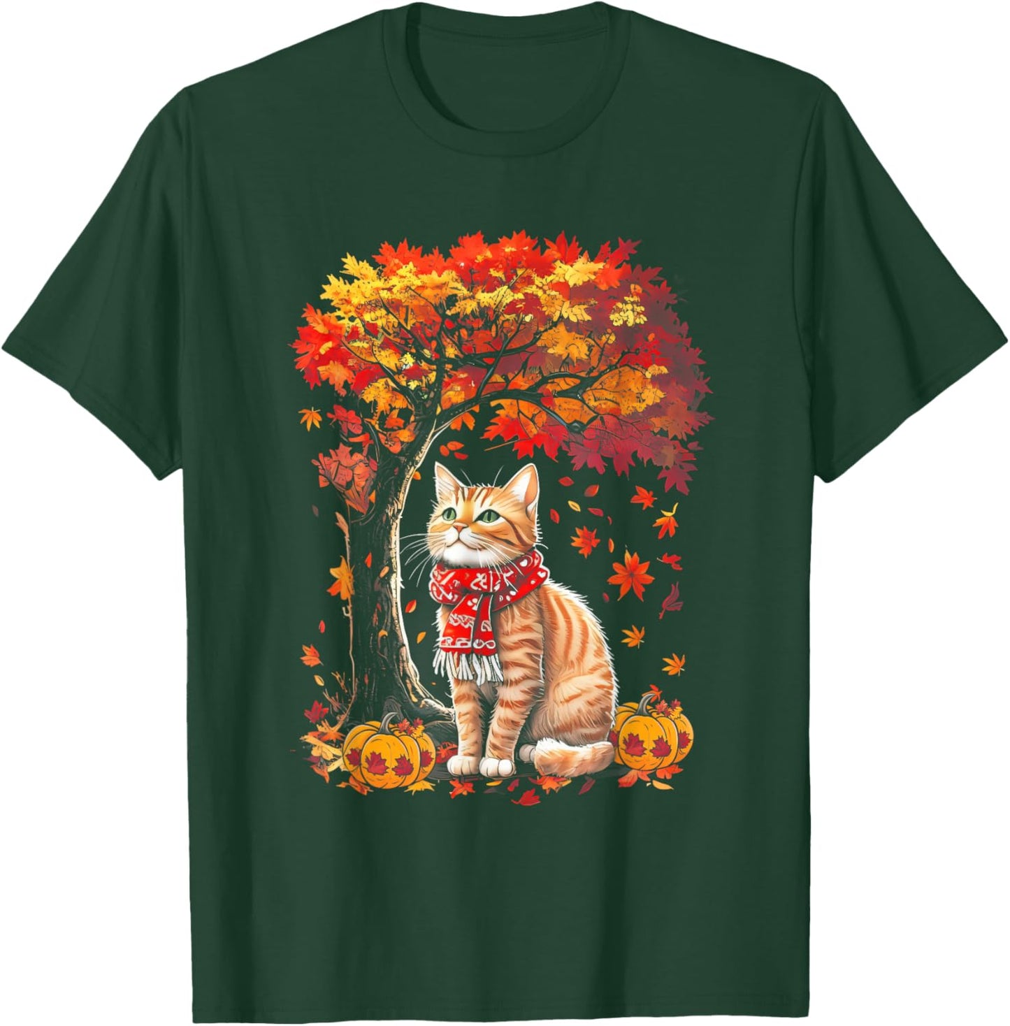 It's Fall YAll Cat Leaf Fall Tree Hello Autumn Thanksgiving T-Shirt - T-Shirt | Forest
