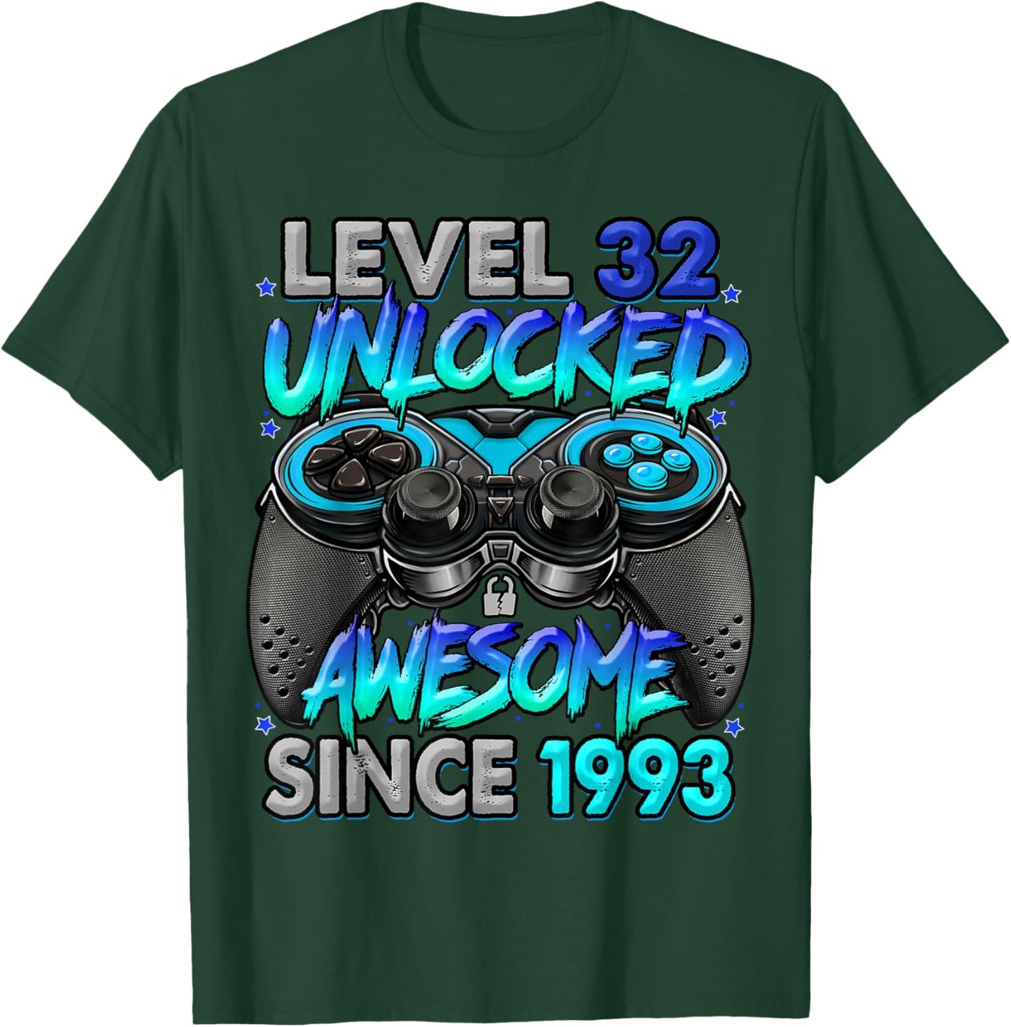 Level 32 Unlocked Awesome Since 1993 32nd Birthday Gaming T-Shirt - T-Shirt | Forest