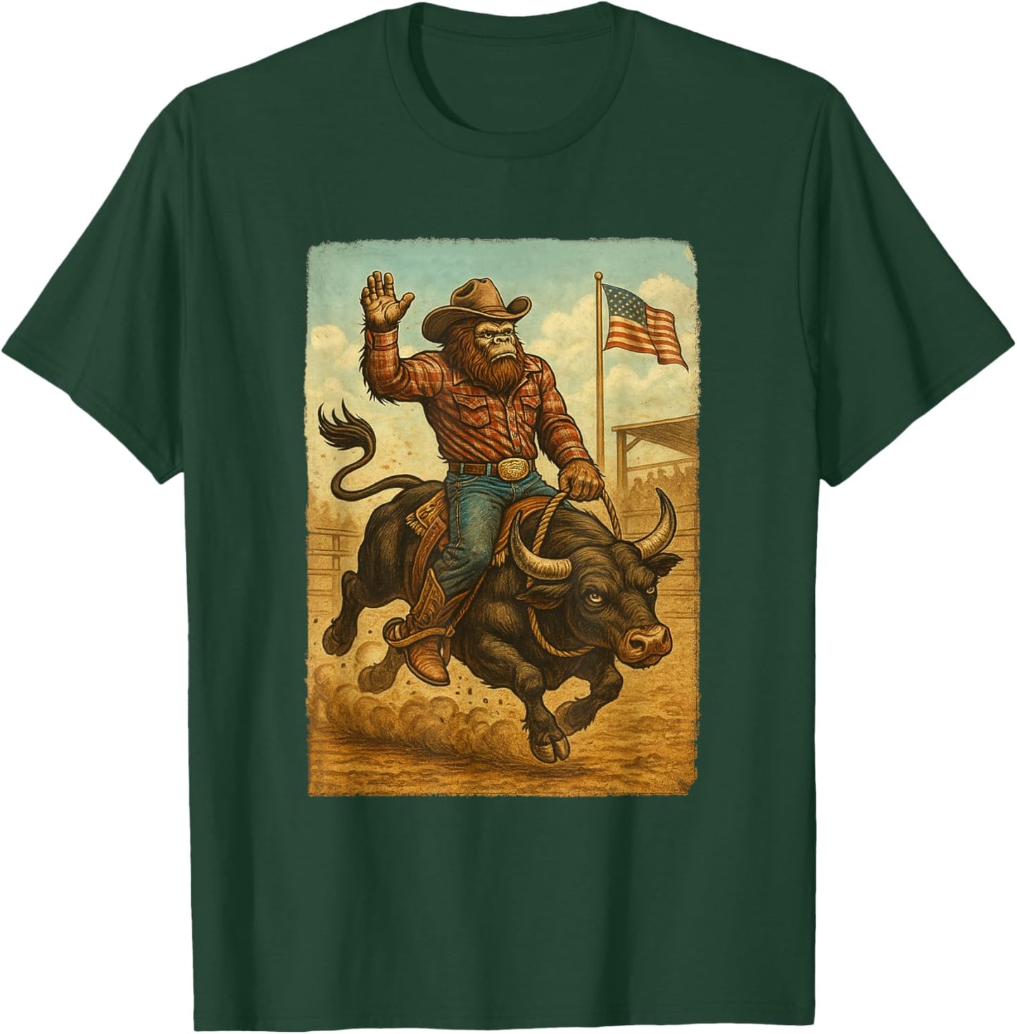 Rodeo Design Boys Western Cowboy Men Distressed T-Shirt - T-Shirt | Forest