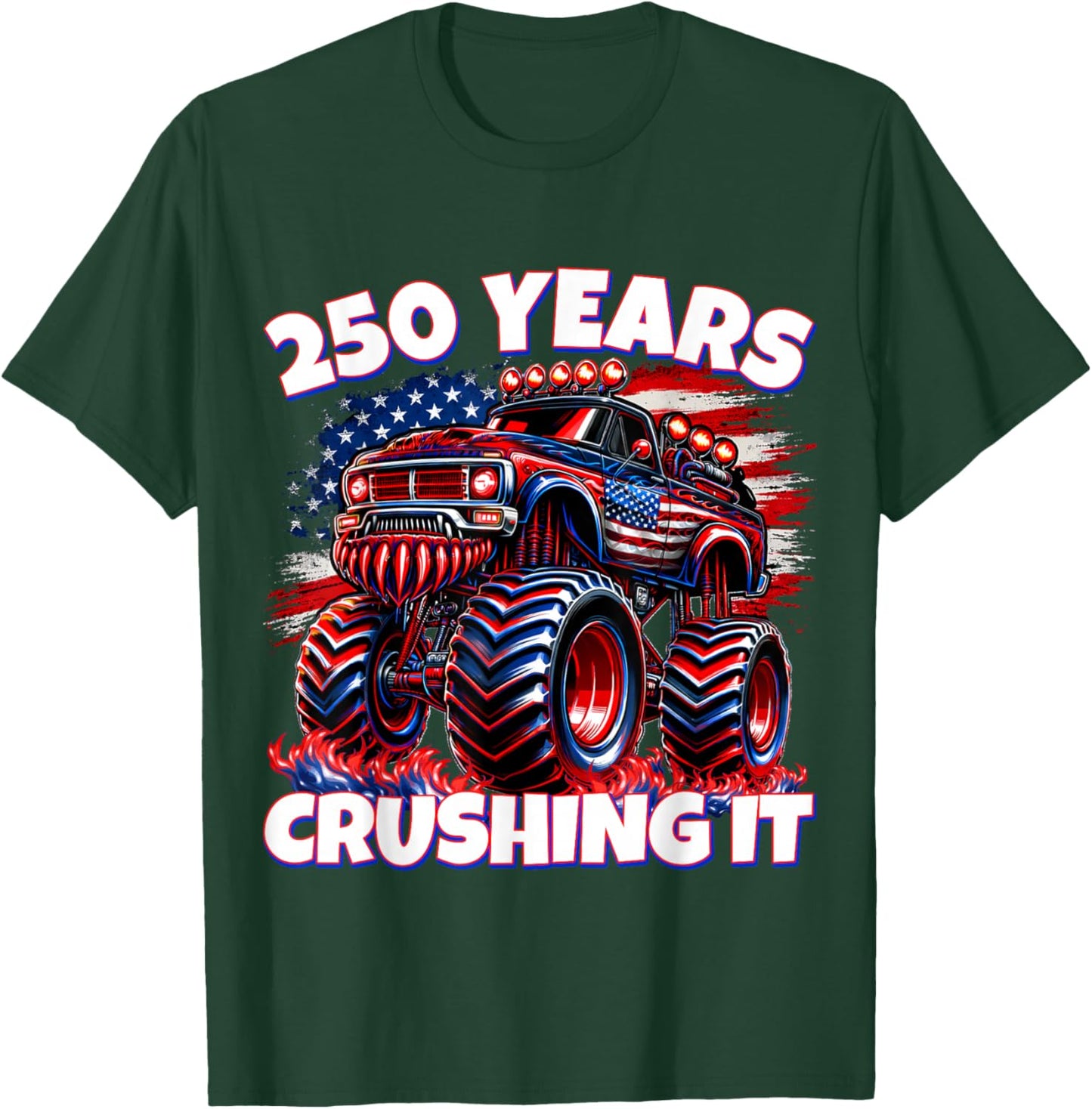 Kids 4th of July Monster Truck 250 Years Patriotic Boys T-Shirt - T-Shirt | Forest