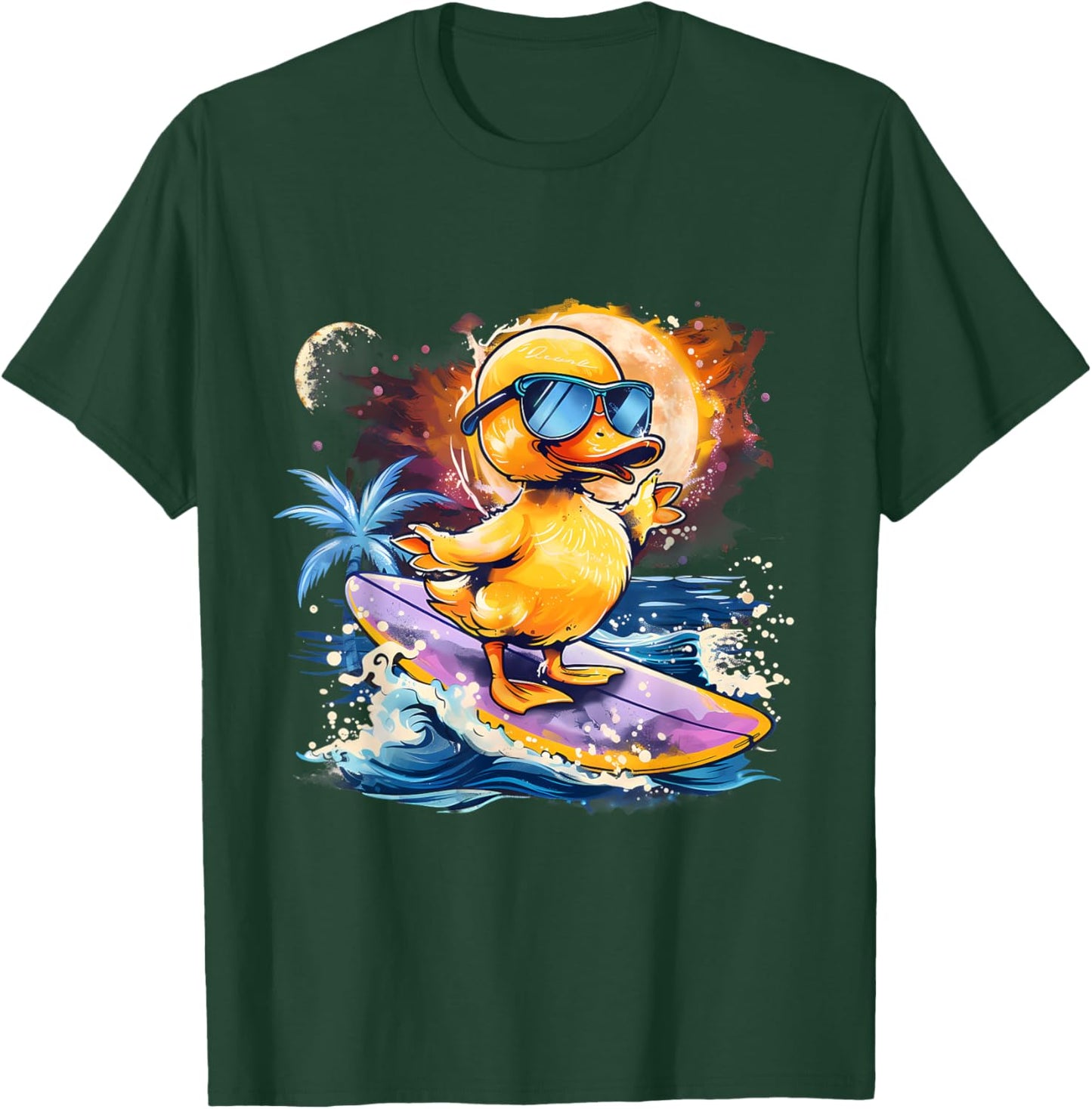 Rubber Duck Surfing Summer Beach Rubber Duckie Surfer T-Shirt - T-Shirt | Forest