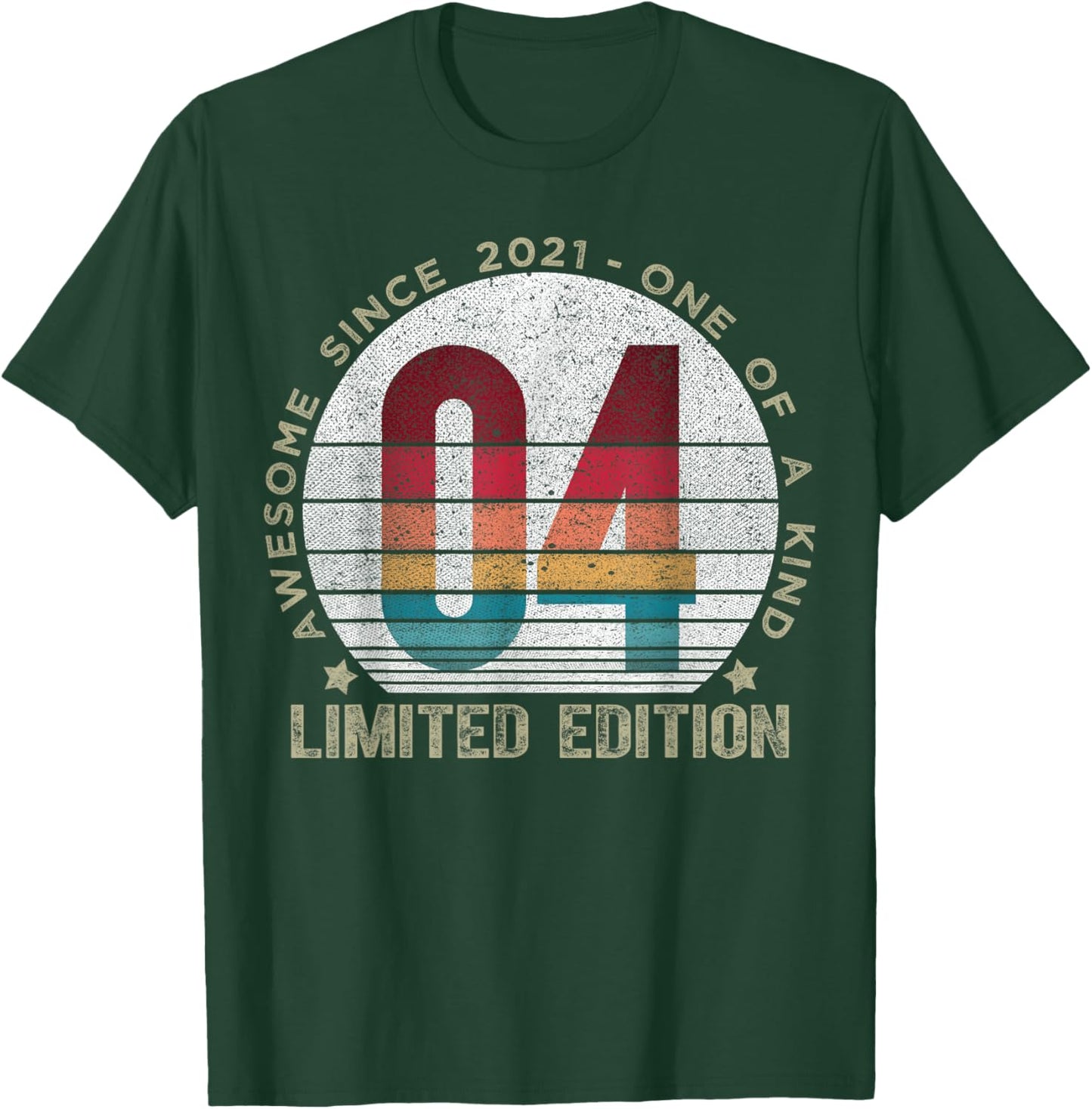 4 Year Old Gifts Vintage 2021 Limited Edition 4th Birthday T-Shirt - T-Shirt | Forest