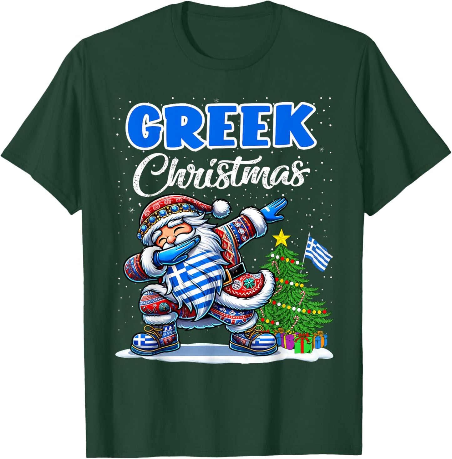 Greece Dabbing Santa Christmas Greece Flag for Kids T-Shirt - T-Shirt | Forest
