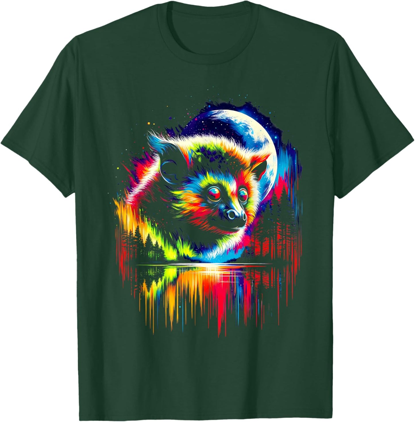 Colorful Aye-aye Spirit Animal Cool Illustration Art T-Shirt - T-Shirt | Forest