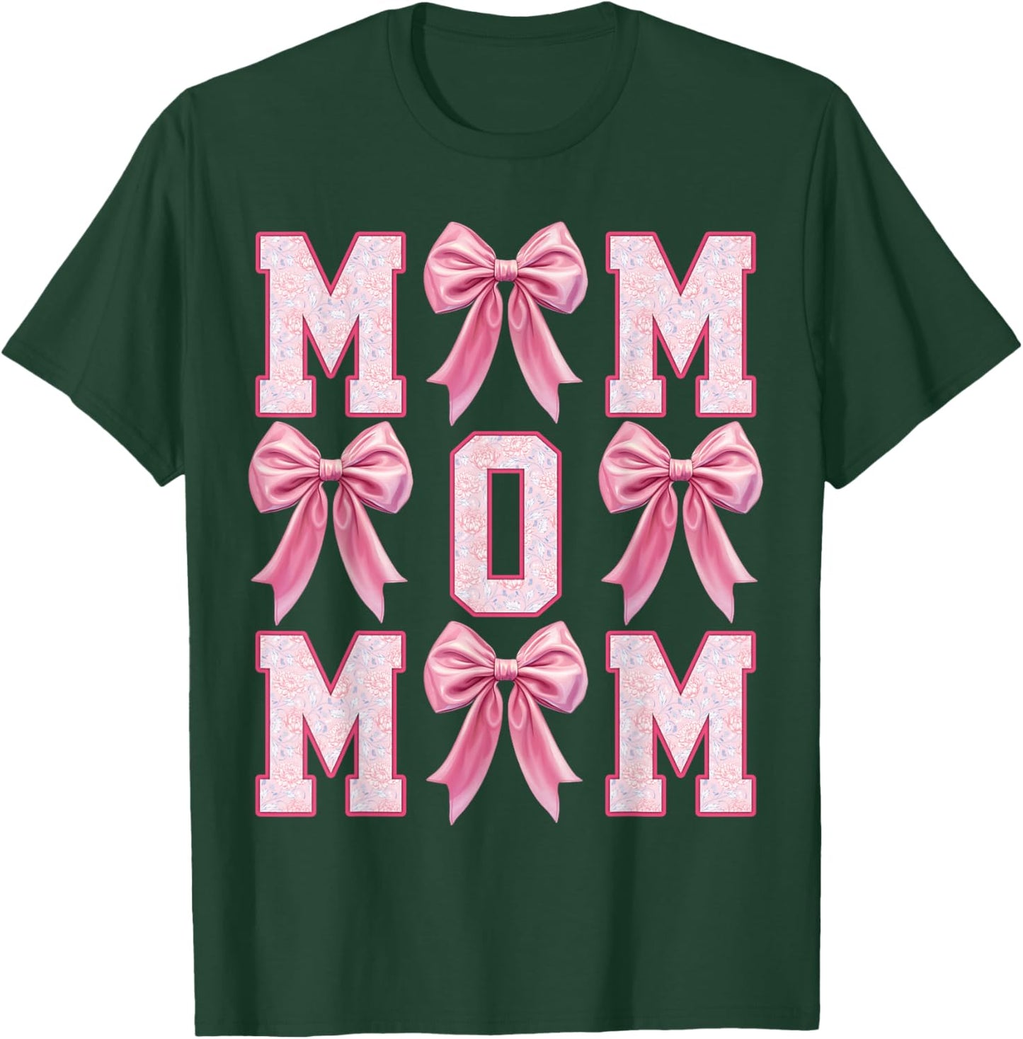 Mom Coquette Pink Bow Floral Mother's Day Mom T-Shirt - T-Shirt | Forest