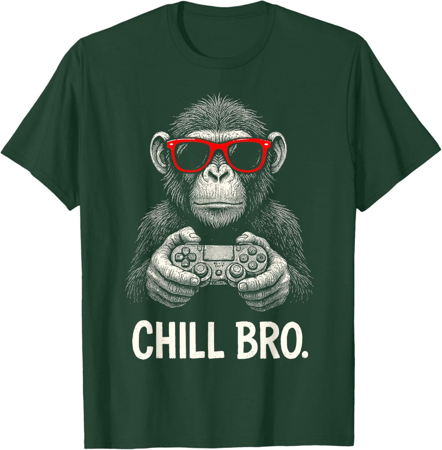 Chill Bro Cool Monkey with Sunglasses Gamer Gift Funny T-Shirt - T-Shirt | Forest