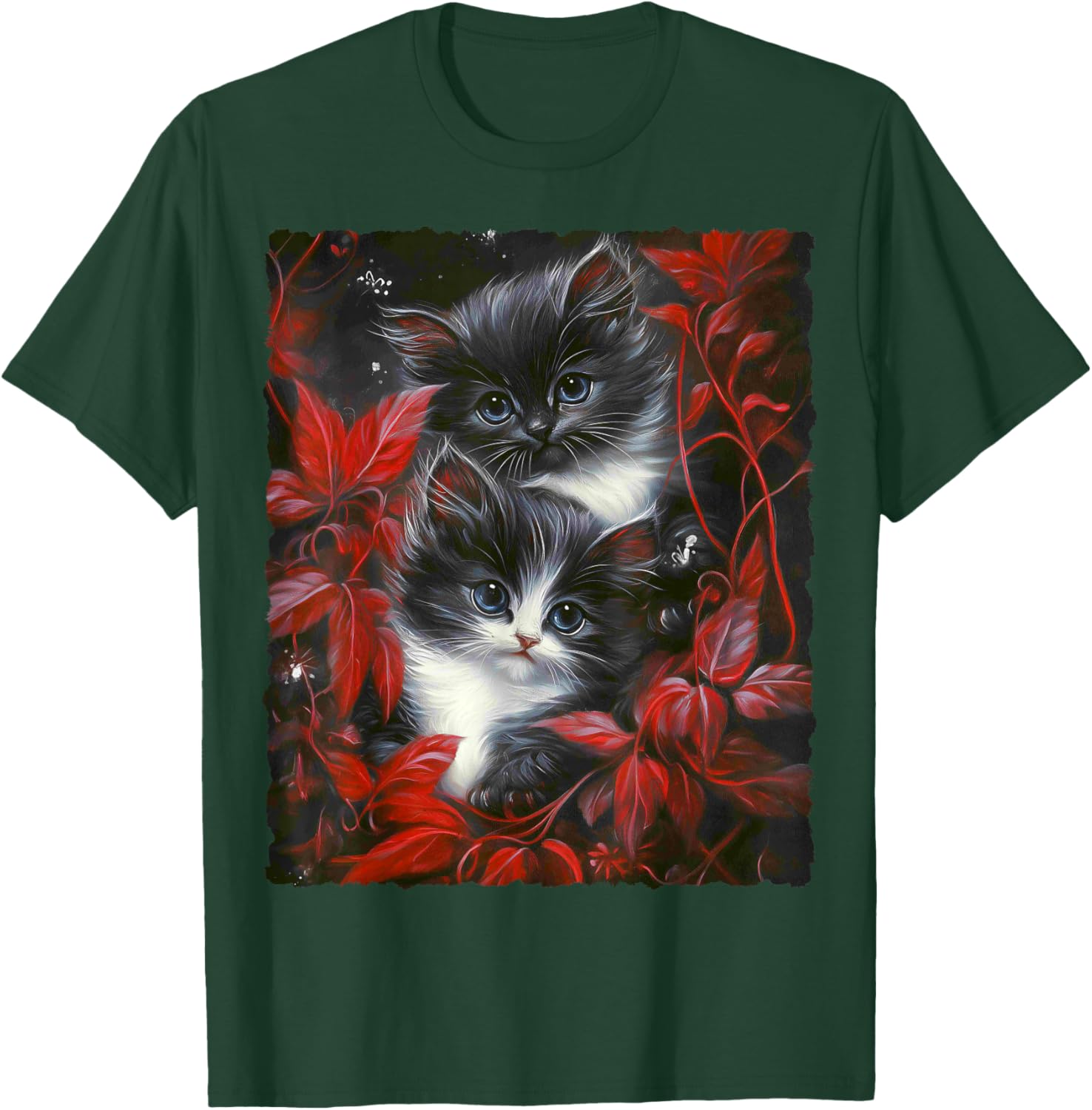 Cute Magical Cat Kitten Fantasy Art Design T-Shirt - T-Shirt | Forest