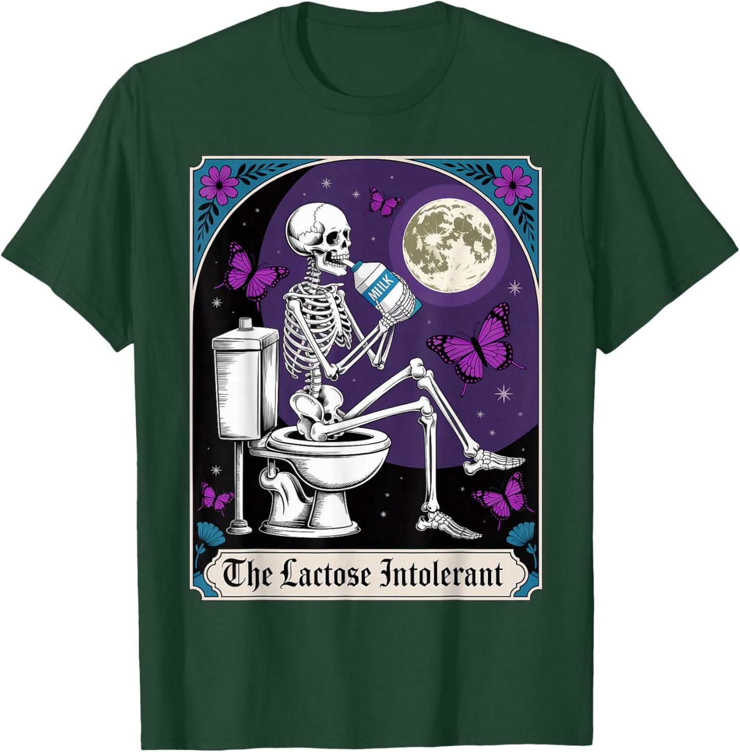 Tarot Card Skeleton Milk Allergies Food Lactose Intolerant T-Shirt - T-Shirt | Forest