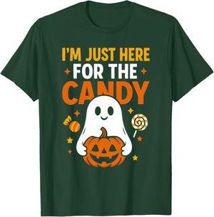 I'm Just Here for the Candy Halloween Pun Lollipop T-Shirt - T-Shirt | Forest