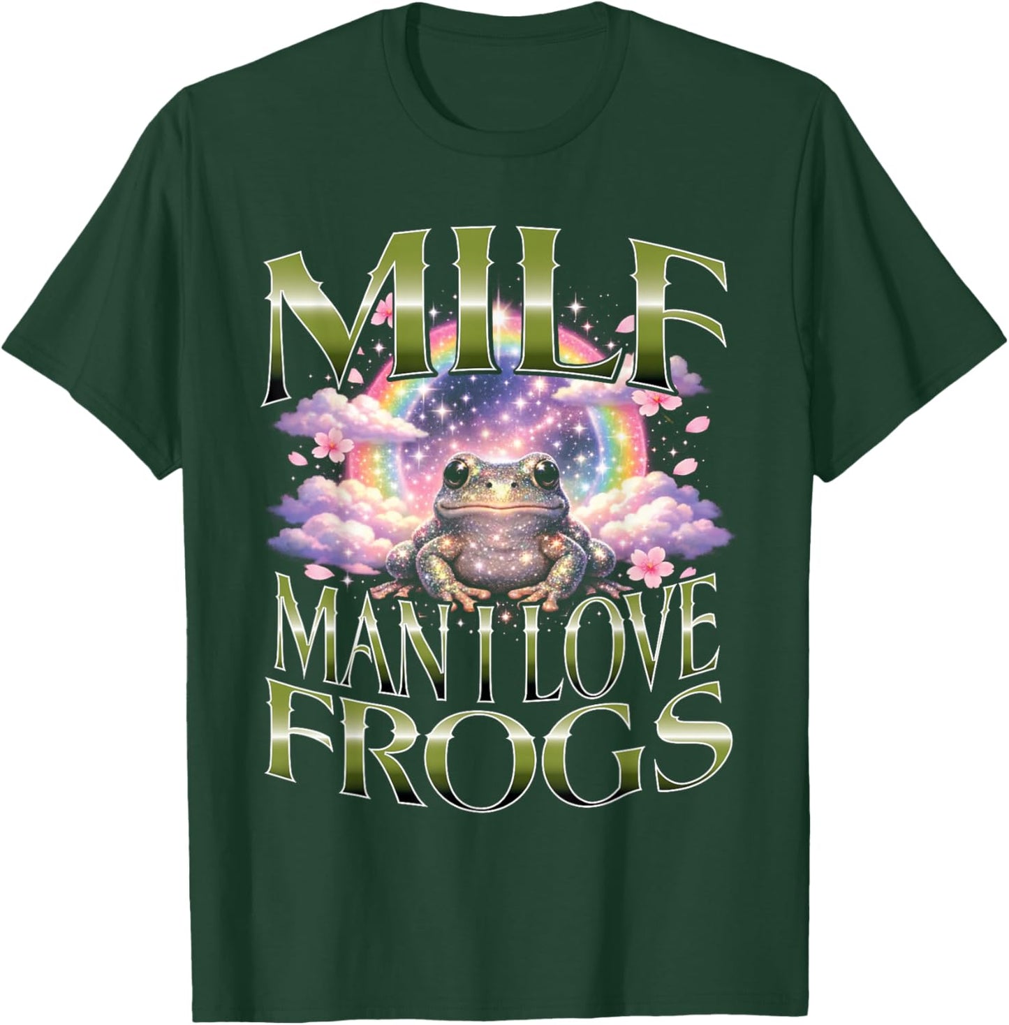 Man I Love Frogs Milf Funny Frog Lover Aesthetic Design T-Shirt - T-Shirt | Forest