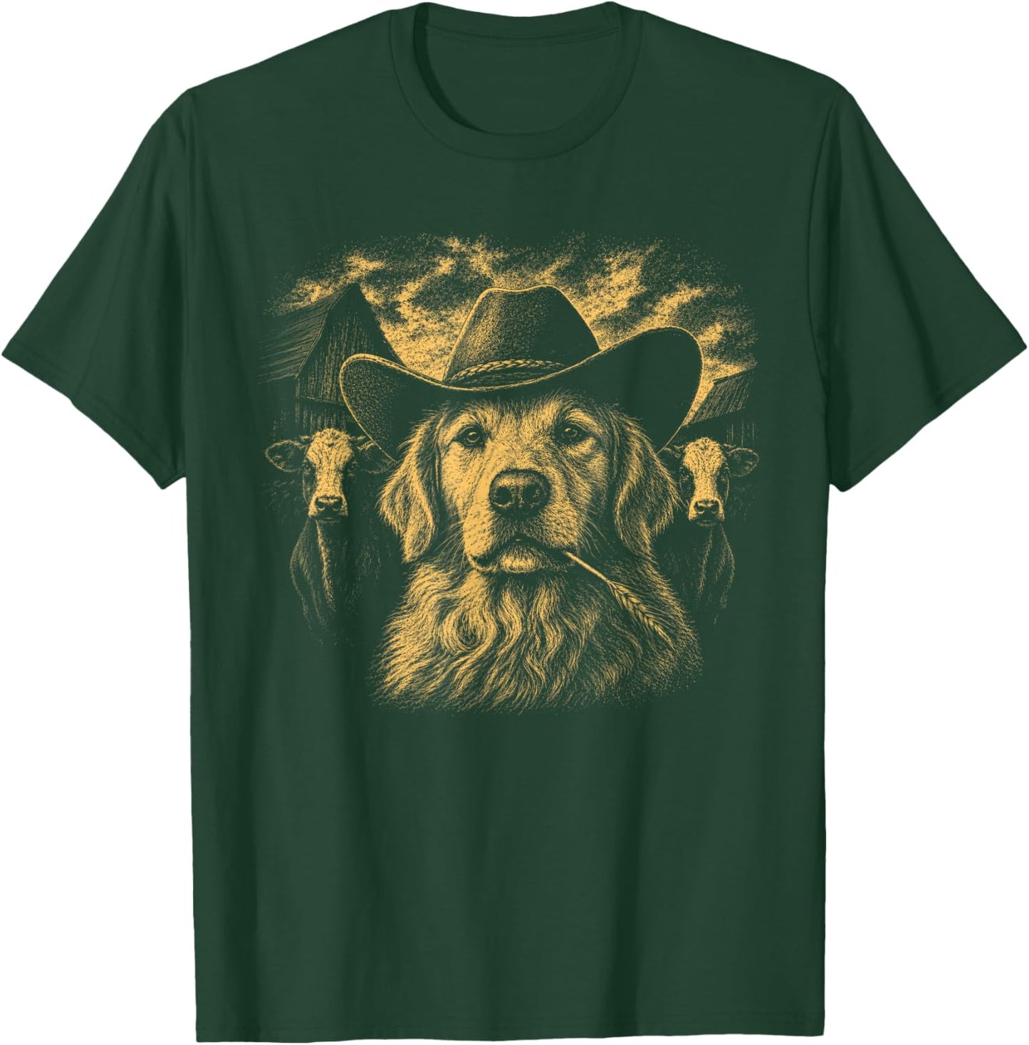 Golden Retriever Cowboy Western Country Style Dog Lover T-Shirt - T-Shirt | Forest