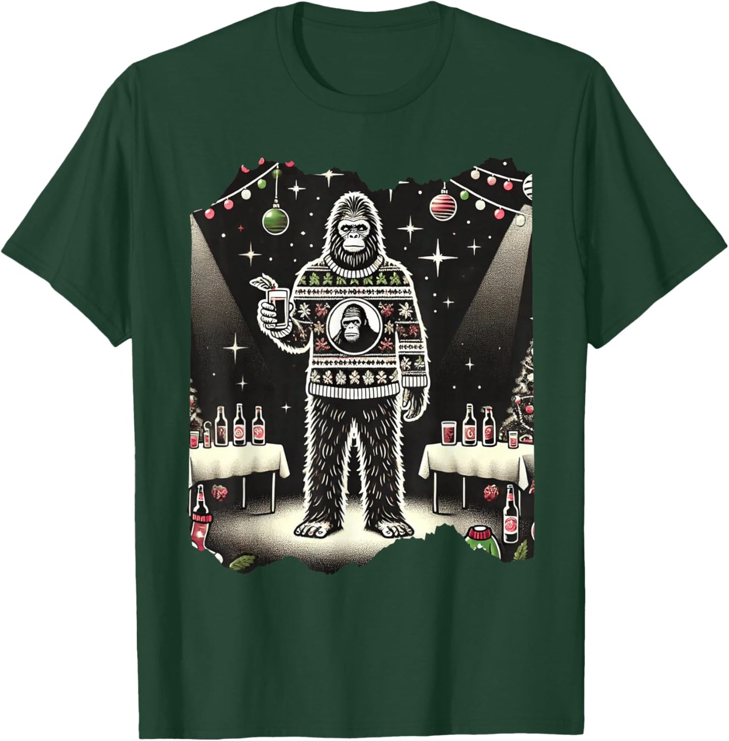 Cute Funny Bigfoot Sasquatch Ugly Christmas Xmas Bigfoot T-Shirt - T-Shirt | Forest