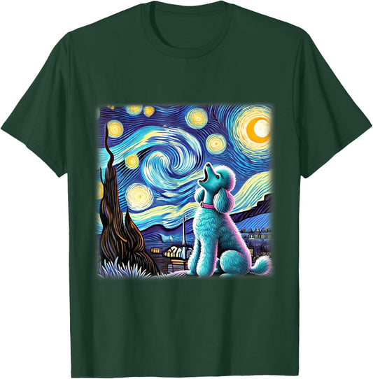 Poodle Starry Night Shirt Van Gogh Painting Poodle Dog Lover Men Women Kids T-Shirt - T-Shirt | Forest