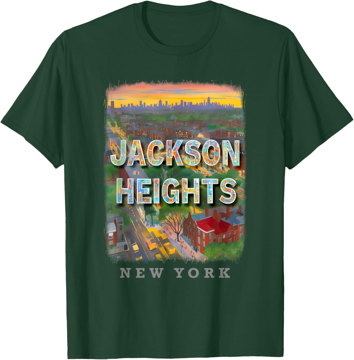 Jackson Heights New York Queens NY Neighborhood Life SD442 T-Shirt - T-Shirt | Forest