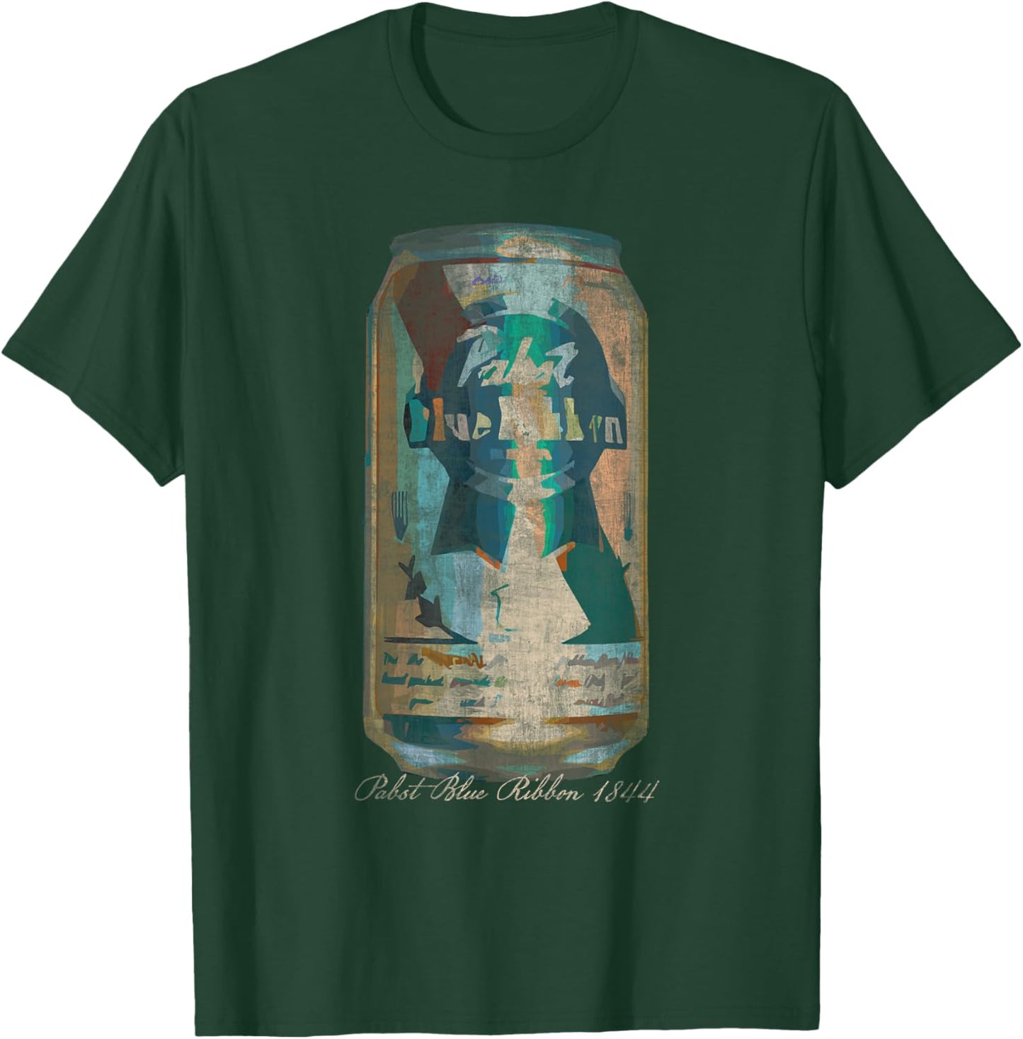 Pabst Blue Ribbon -Adults Painted Artwork PBR Beer Can , Black, Small, Short Sleeve, Classic Fit, Machine-Washable, Soft Fabric T-Shirt - T-Shirt | Forest