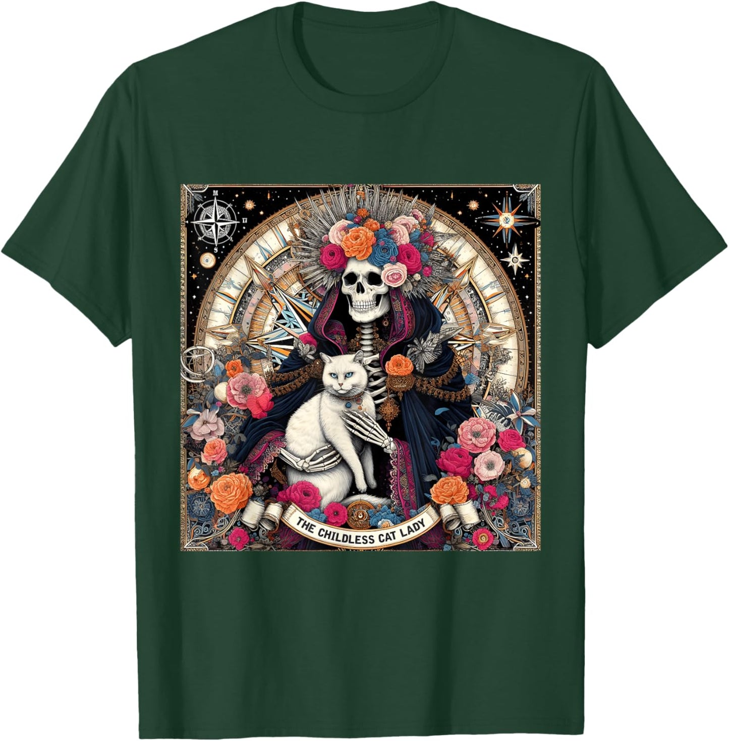 Childless Cat Lady Tarot Card Shirt Skeleton Cat Mom Mama T-Shirt - T-Shirt | Forest