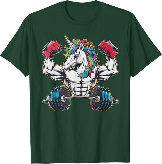 Unicorn Powerlifting Weightlifting Gym Strongman Deadlifts T-Shirt - T-Shirt | Forest