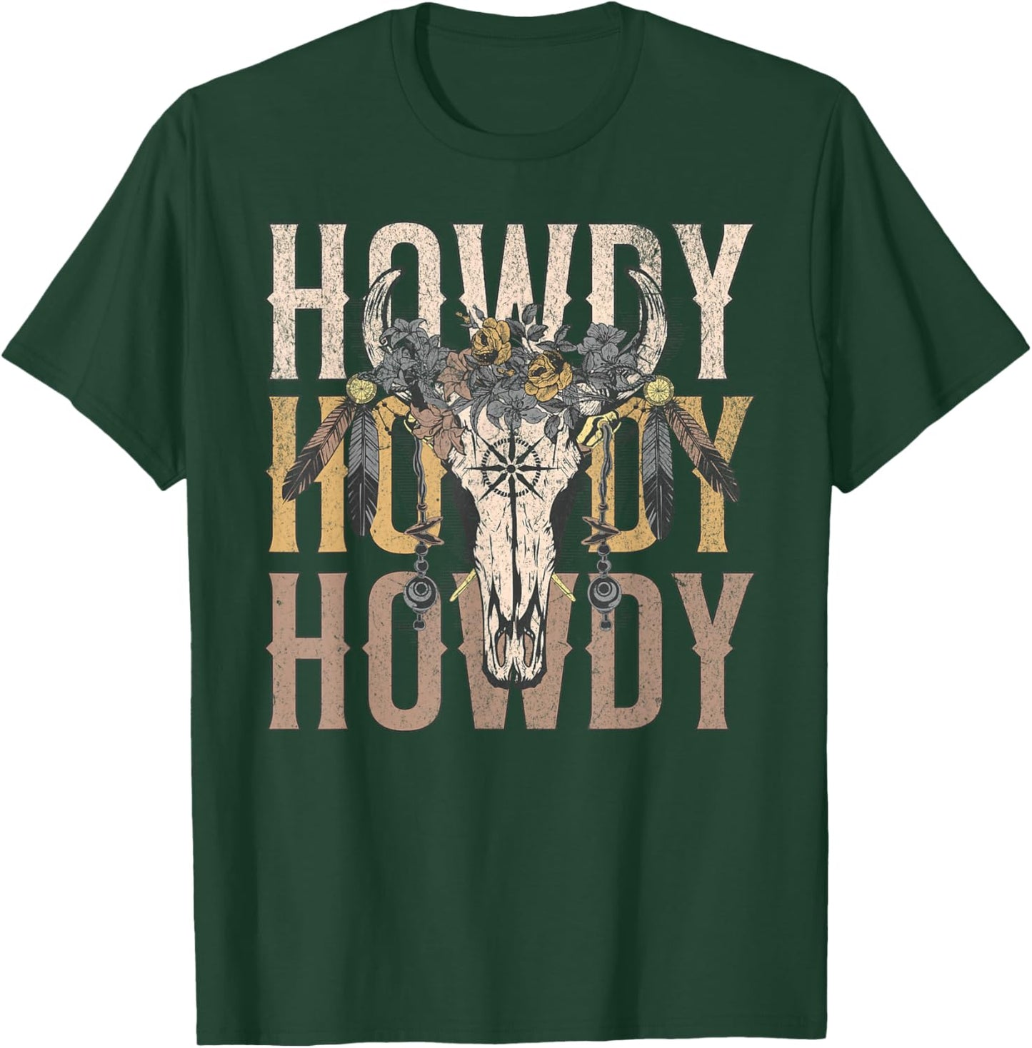 Howdy Southern Western Cowgirl Country Rodeo T-Shirt - T-Shirt | Forest