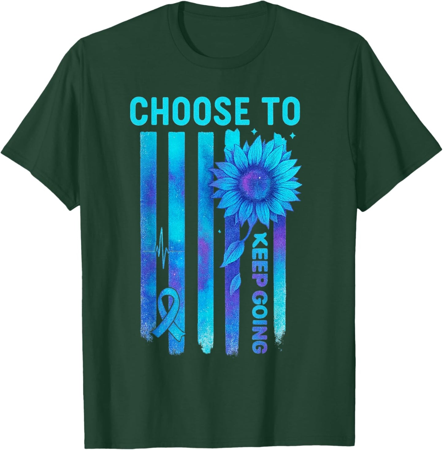 Choose to Keep Going US Flag Suicide Awareness Quote T-Shirt - T-Shirt | Forest