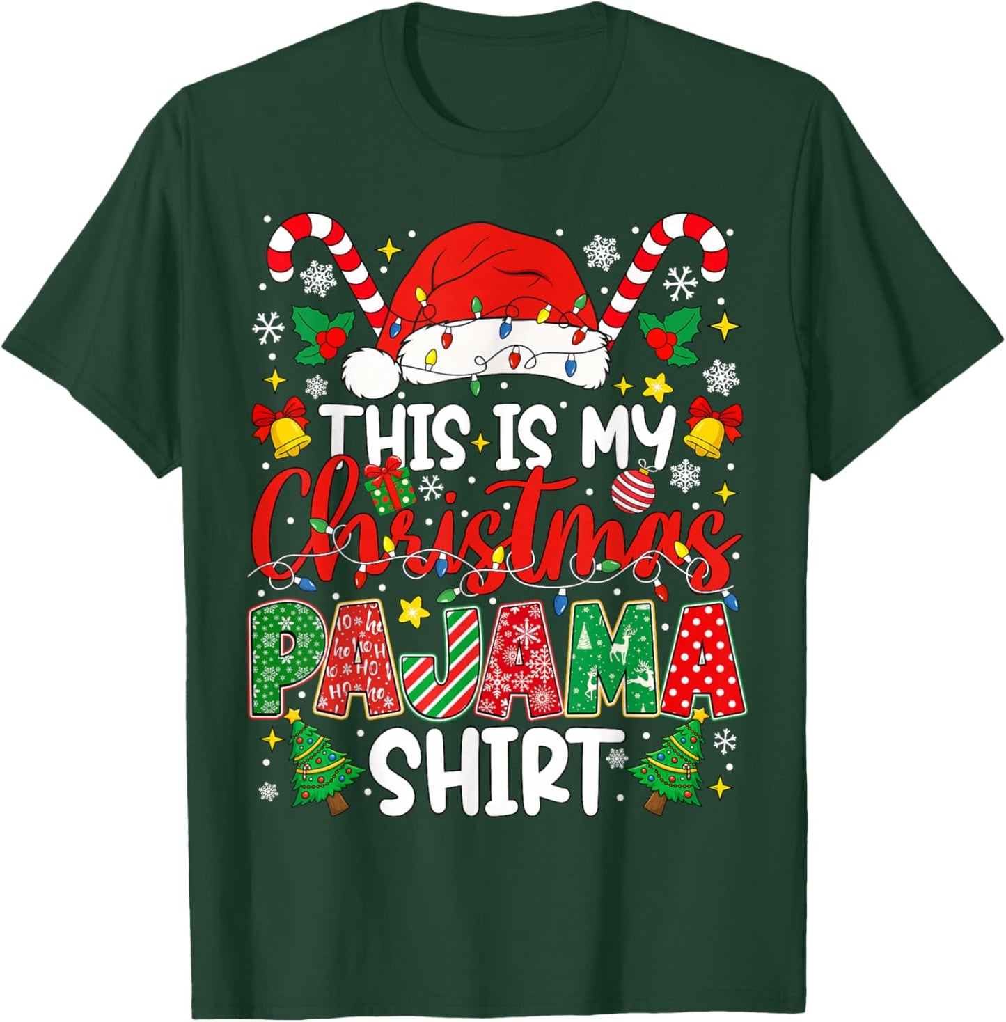 This is My Christmas Pajama Shirt Funny Xmas PJs Men Women T-Shirt - T-Shirt | Forest