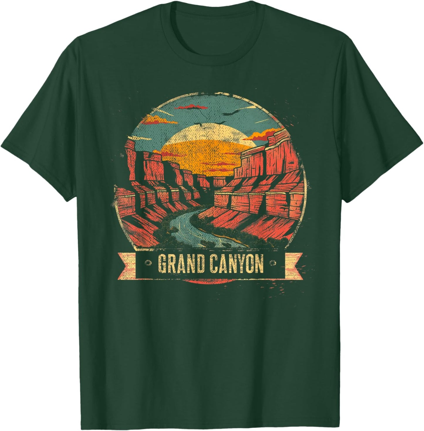 Grand Canyon - US National Park Vintage Men Women Kids Retro T-Shirt - T-Shirt | Forest