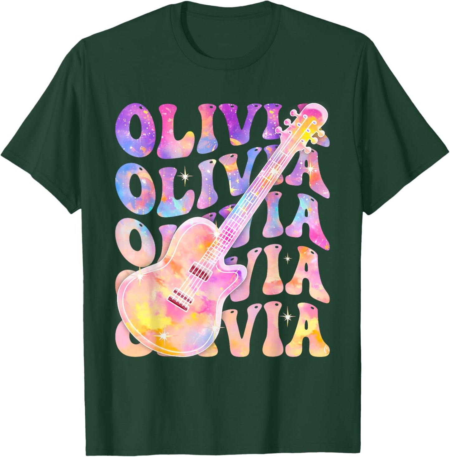 Girl Retro Olivia First Name Personalized Groovy 80's T-Shirt - T-Shirt | Forest