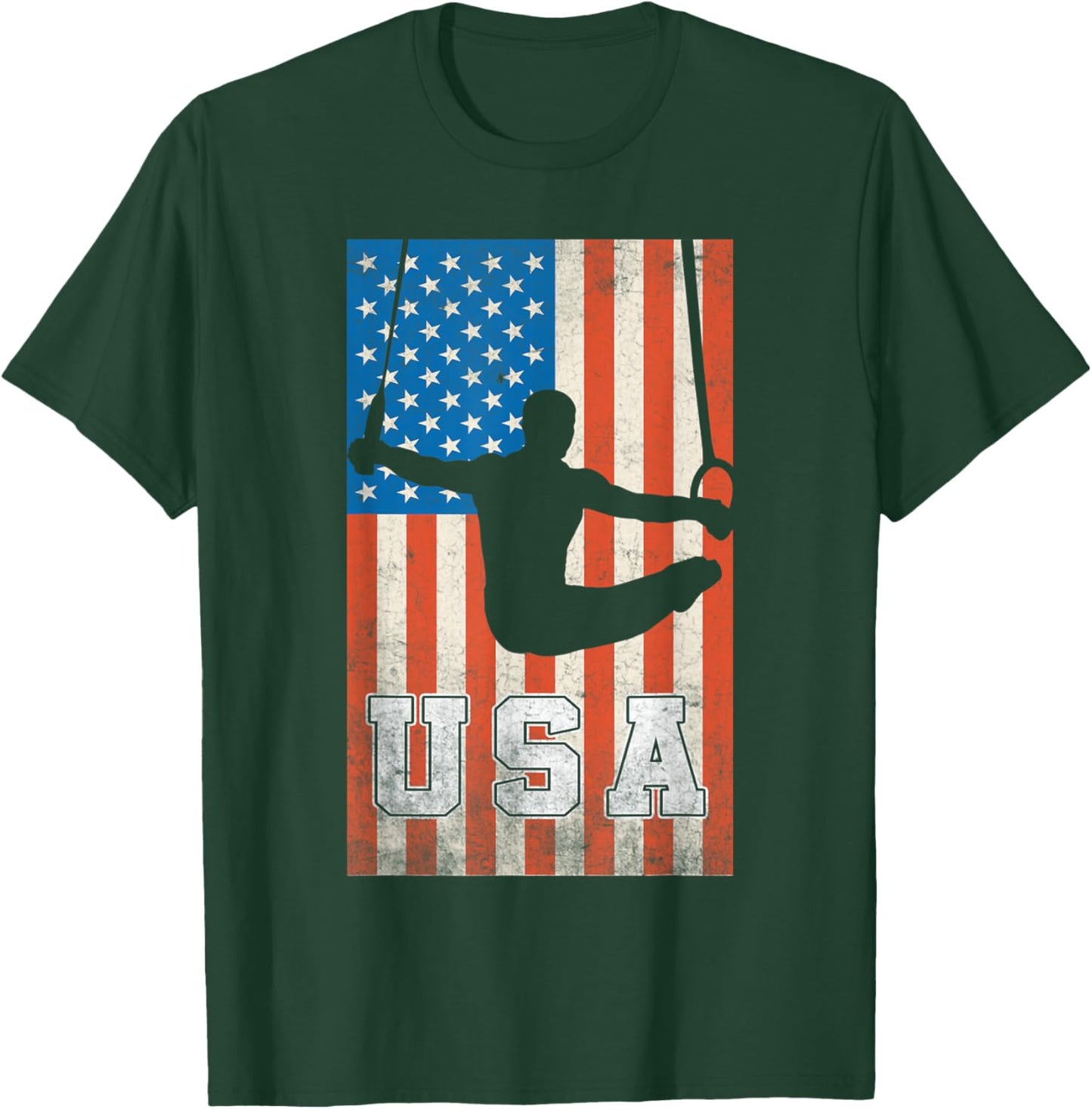 USA Gymnast Gymnastics Team Athlete American Flag T-Shirt - T-Shirt | Forest