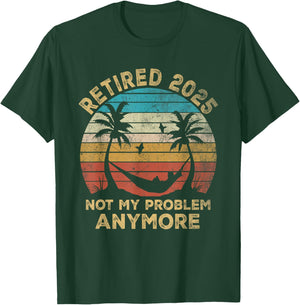 Retired 2025 Funny Vintage Retirement Humor Gifts Men Women T-Shirt - T-Shirt | Forest